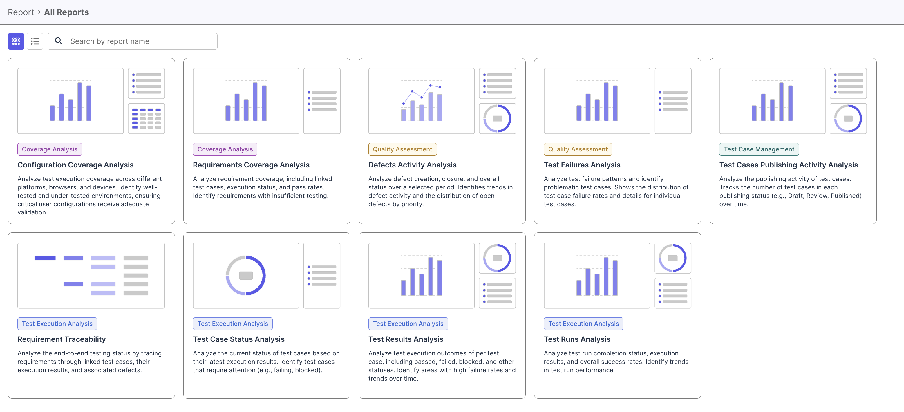 The All Reports page in Katalon TestOps.